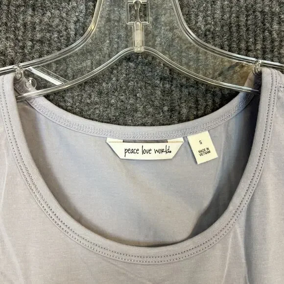 Peace Love World Round Neck Tank Top Womens Size Small Lilac Gray Casual - Picture 3 of 8